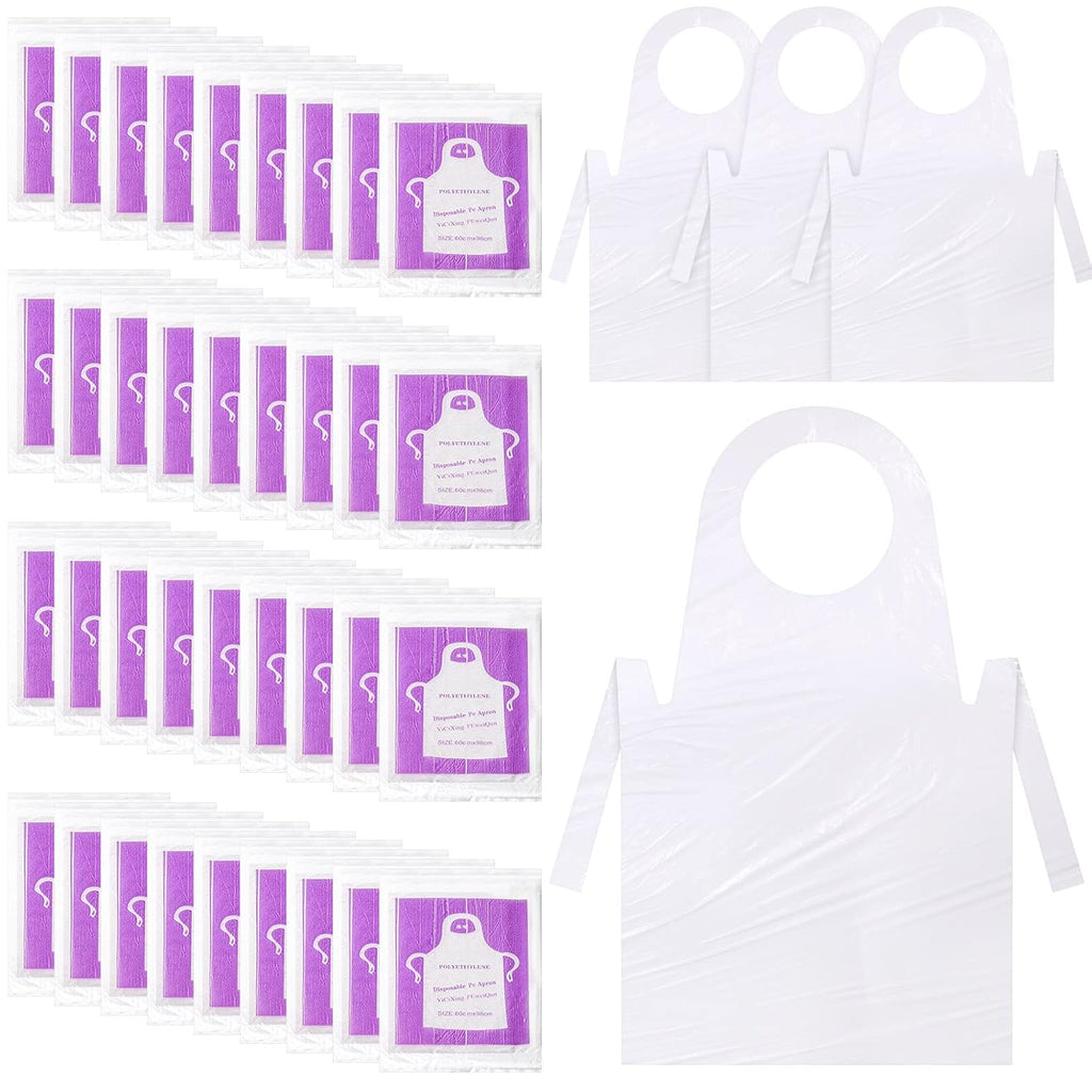 200 Pack 44 x 30'' Plastic Disposable Aprons Large Clear for Cooking