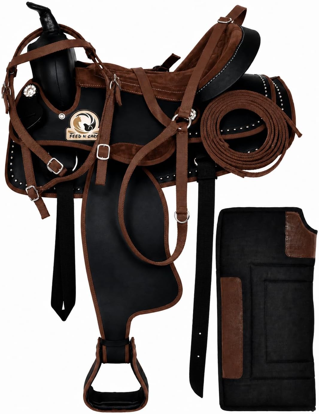 Western Trail Saddle Set Lightweight Synthetic with Tack & Pad 10-18 Inch