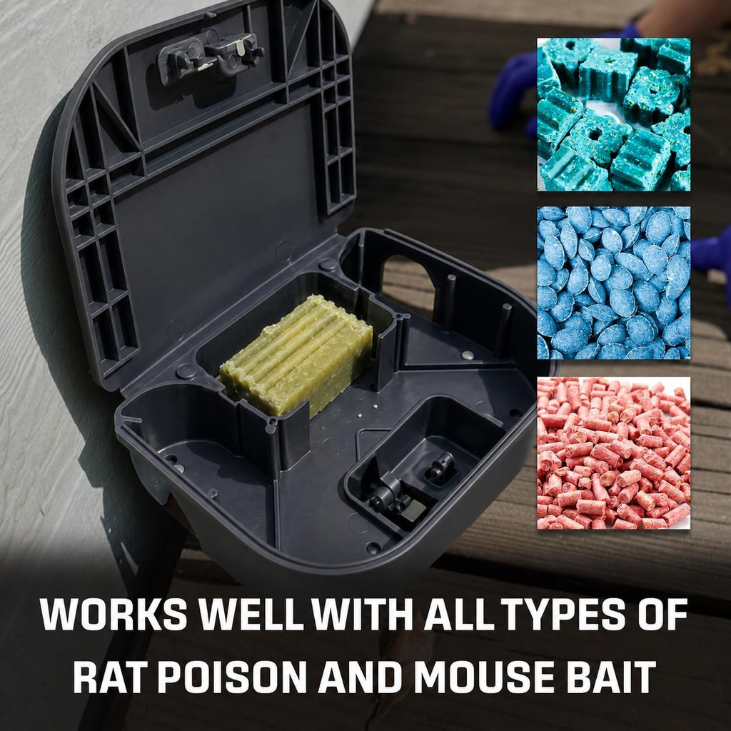 Mice Bait Station Boxes (12 Pack, with 1 Key) | Heavy Duty Mouse Trap Holder Great for Catching Rats and Mice Pest