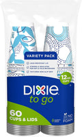 To Go Disposable Paper Cups with Leak-Resistant Lids, 12 oz, 60 Count