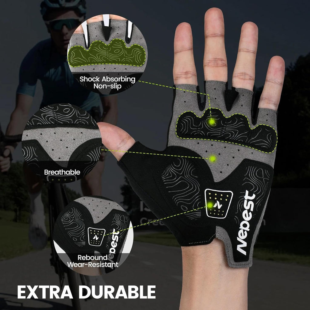 Road Cycling Gloves Gel Padded Absorbing Fingerless Breathable