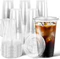 50 Pack 20 oz Plastic Iced Coffee Cups with Lids and Straws