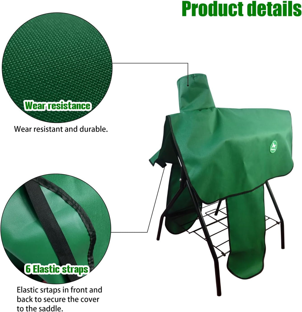 Western Saddle Cover with 6 Elastic Straps（Green）