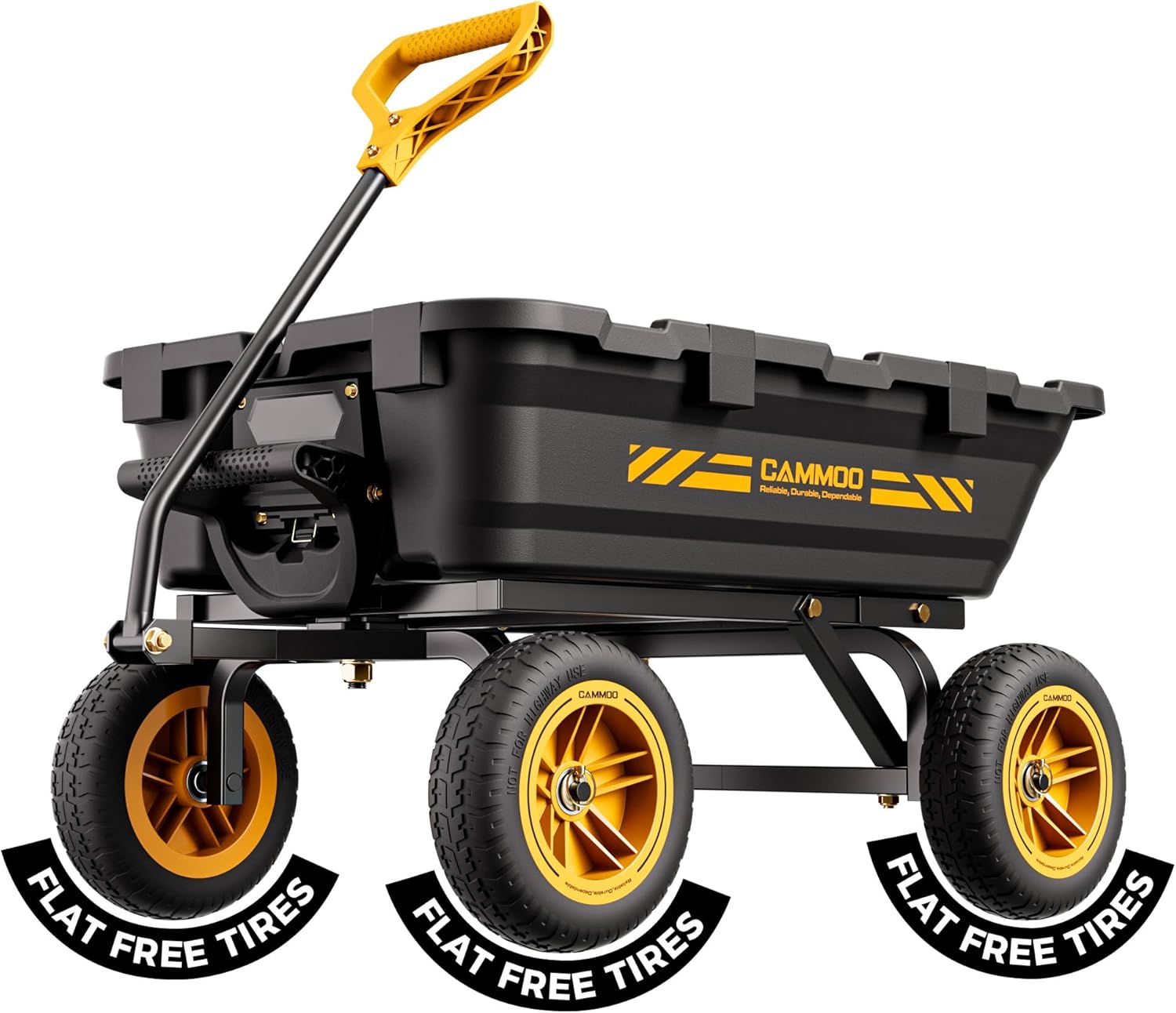10in NO-FLAT TIRES 900lb Heavy-Duty Garden Dump Cart DIY Expandable Capacity Over 4 Cu.Ft. Utility Wagon with