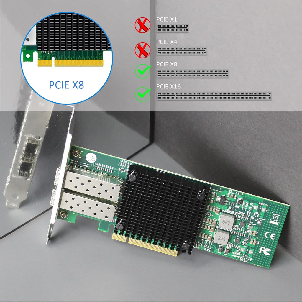 GLOTRENDS 2-Port 10Gb PCIe Network Card, Mellanox ConnectX-3, SFP+, RoCE