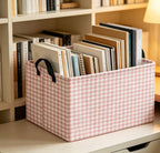 Rectangle Storage Bin,Gift Basket,Room Decor(Little Pink Grid)