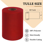 Red Tulle Fabric Roll 6" X 100 Yards