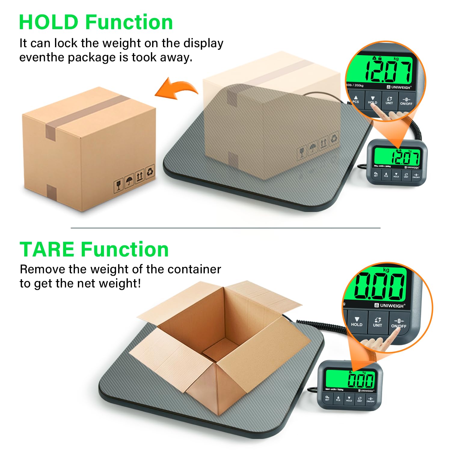 Digital Postal Scale 440lb/0.35oz Accuracy for Shipping Packages | Hold/Tare/Count,Commercial Package Scale for Small