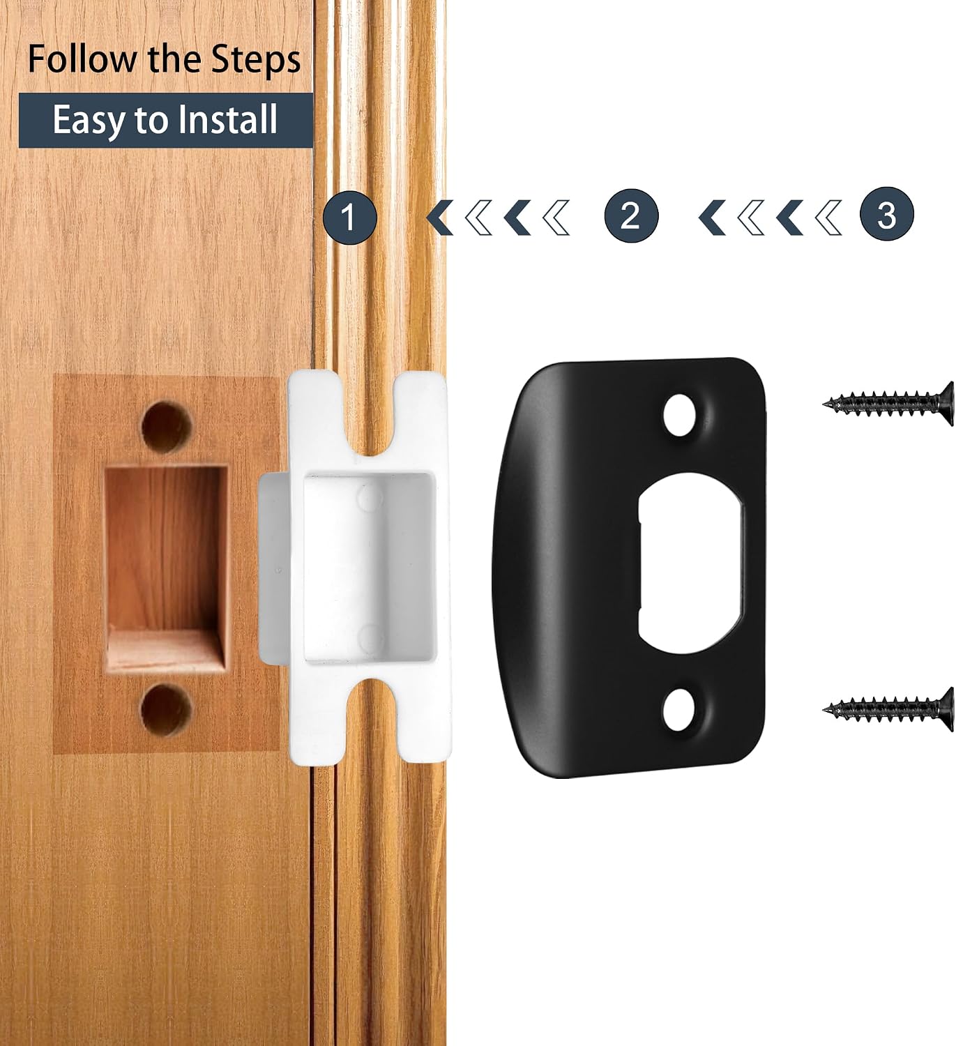 Door Strike Plate for Interior Doors, Matte Black, 1 Pack | 2-1/4"x1-3/4" Security Reinforcement Door Lock