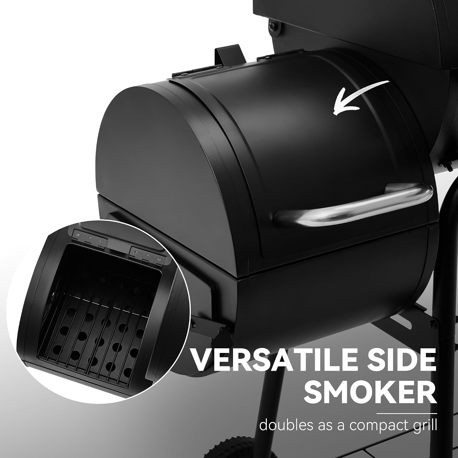 CC1624S Barrel Charcoal Grill with Offset Smoker Black
