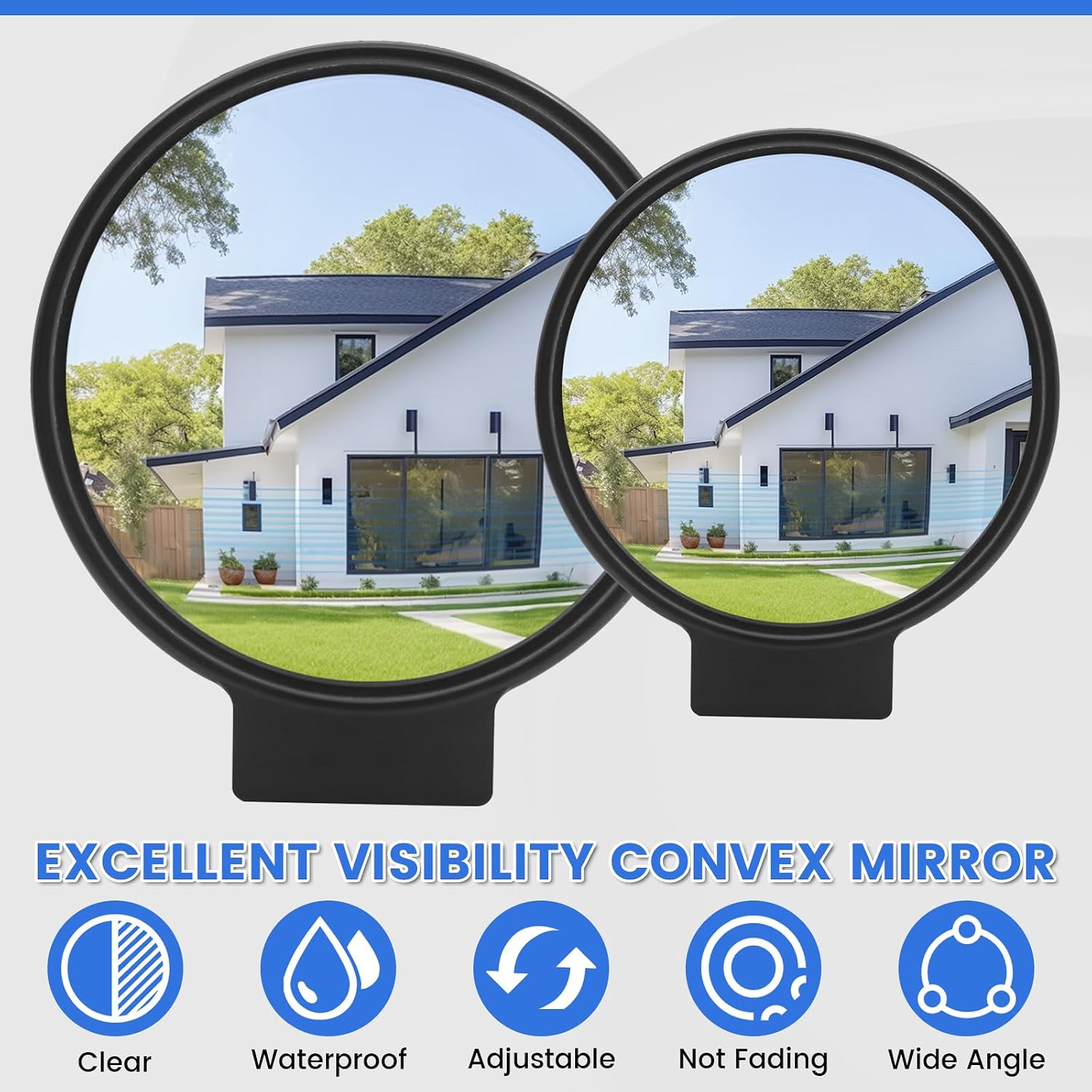 Tractor Mirrors Convex Truck Forklift Mirror Wide Angle Adjustable Side Rear View Blind Spot Reduction Black (2, 5.83