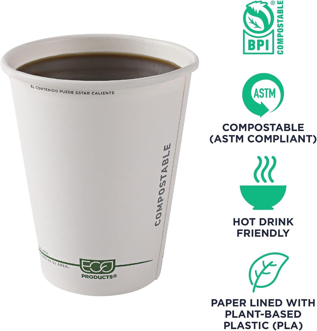 GreenStripe Disposable Paper Hot Cups, 12 oz, 1000 Count