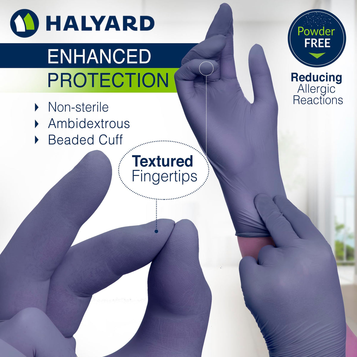 SKYBREEZE Nitrile Exam Gloves, Powder-Free, 3.5 mil