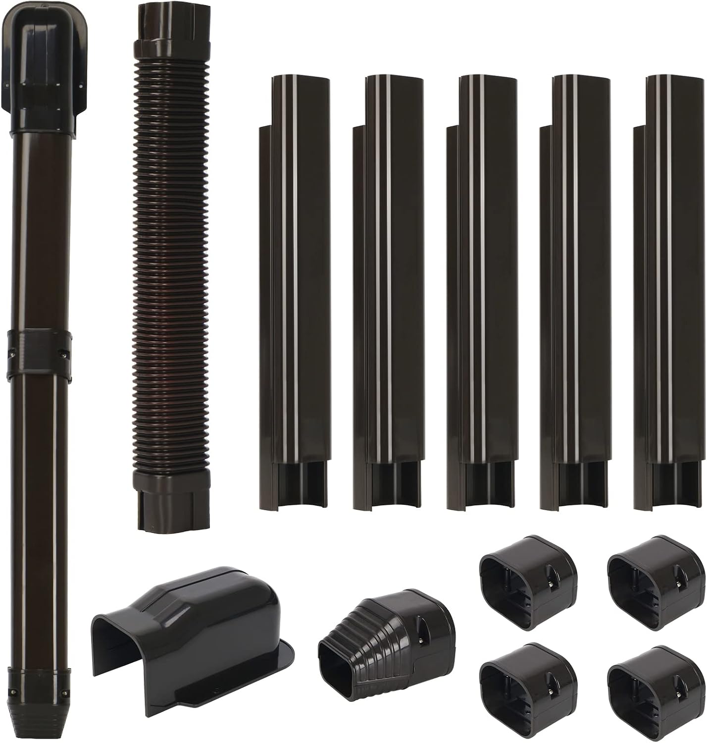 3" 10 ft Mini Split Line Set Cover, Decorative PVC Tubing Cover Kit, Brown | AC Line Cover Kit, DIY Your House, with