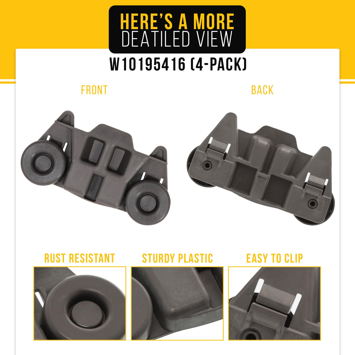 Dishwasher Lower Wheels for KitchenAid KUDS30FXPA3 (4-Pack)