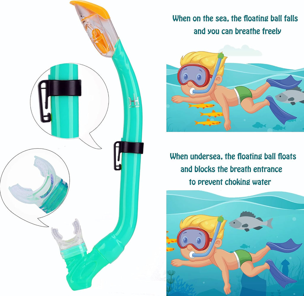 Kids Mask Fins Snorkel Set Snorkeling Packages, with Diving Mask, Snorkel, Adjustable Swim Fins, Mesh Bag, Anti-Fog