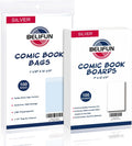 100ct Silver-Age Comic-Book-Bags and Boards - Reusable Comic Book Boards and Bags for Comic Book Storage, 1 1/2" Flap