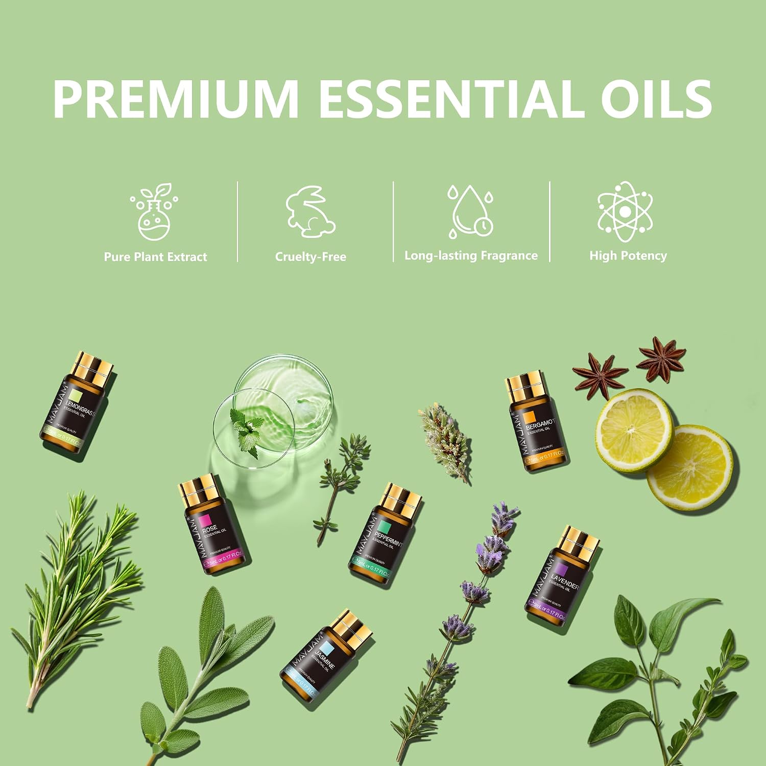 Tea Tree 20 Pcs Pure Essential Oil Gift Set, for Diffuser, Humidifiers, Skin Care, Massage, Fragrance Oil Scent for