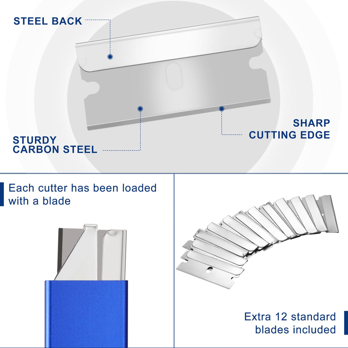 12-Pack Box Cutter Retractable, Blue