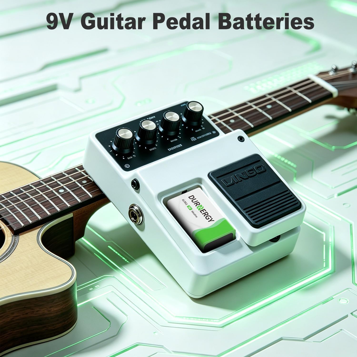 9V Batteries 12 Pack, 10-Year Shelf Life, 9v Battery for Smoke Detector, 9 Volt Power Supply for Guitar Pedals