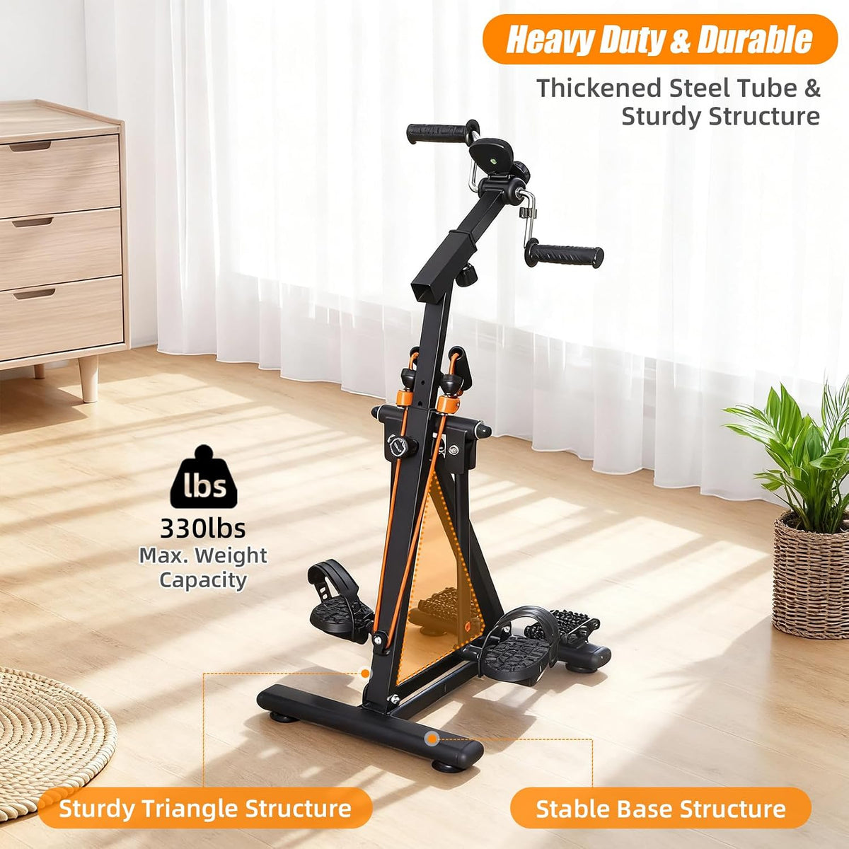 Arm and Leg Pedal Exerciser for Seniors - Seated Pedal Exerciser with Leg Swing Exercise, Arm Rope Pull Exercise&Foot