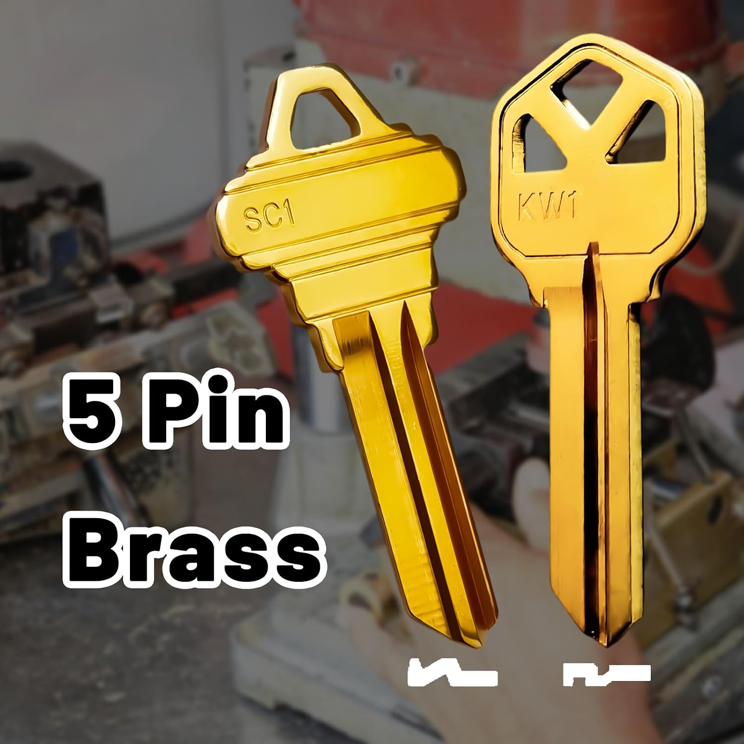 50 Premium Key Blanks – 30 KW1 & 20 SC1 Blank Keys, Brass Finished - 5 PIN