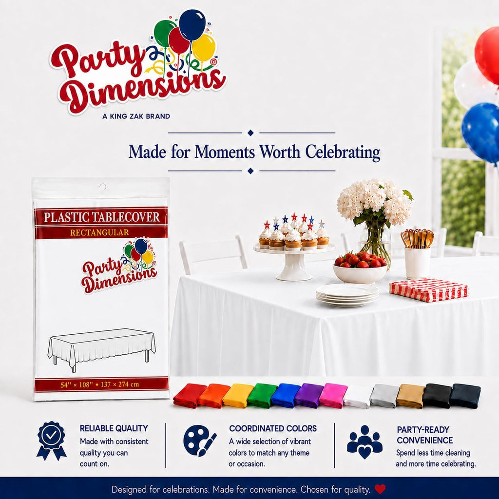 White Disposable Plastic Tablecloth for Rectangle Tables (12 Pack) Table Cloths for Parties, Events & Weddings