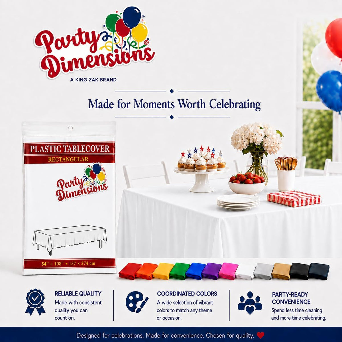 White Disposable Plastic Tablecloth for Rectangle Tables (12 Pack) Table Cloths for Parties, Events & Weddings