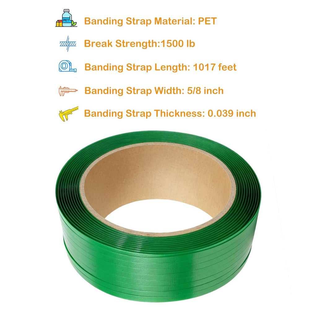 PET Packaging Banding Strapping Roll - 1017' x 5/8" Pallet Strap Coil