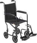 Folding Transport Wheelchair, Swing-Away Footrest, Silver