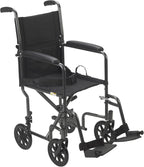 Folding Transport Wheelchair, Swing-Away Footrest, Silver