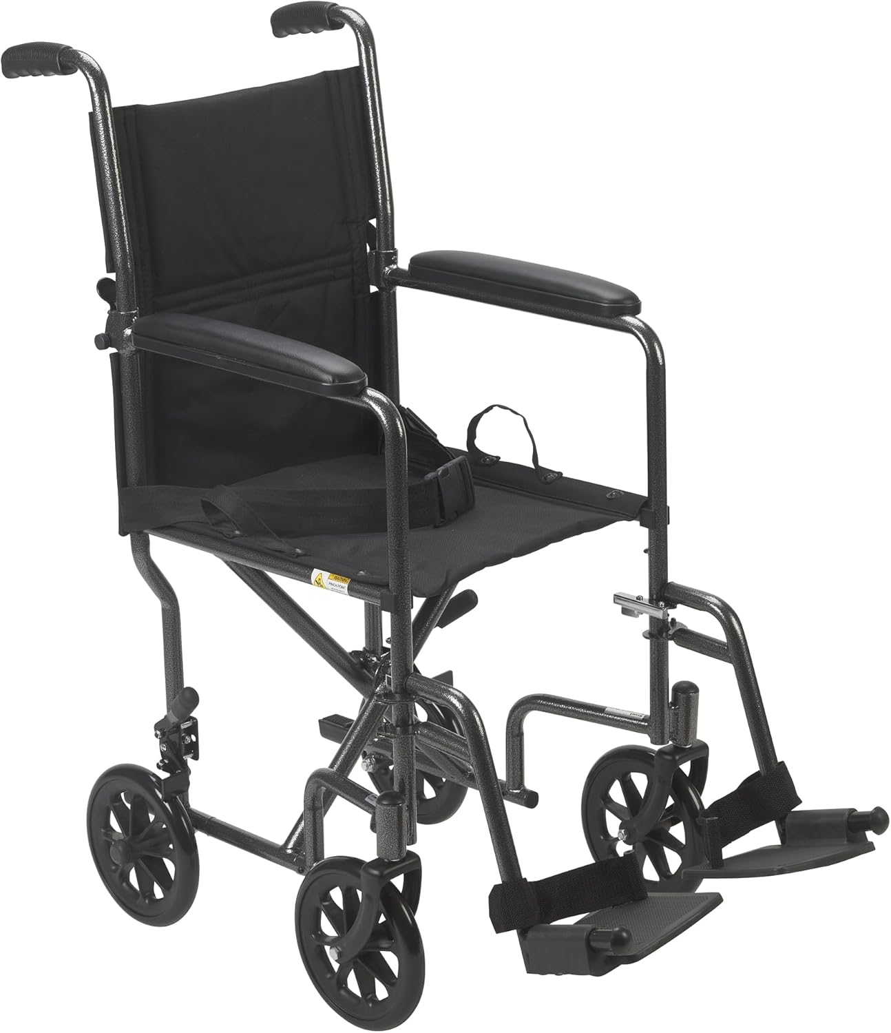 Folding Transport Wheelchair, Swing-Away Footrest, Silver
