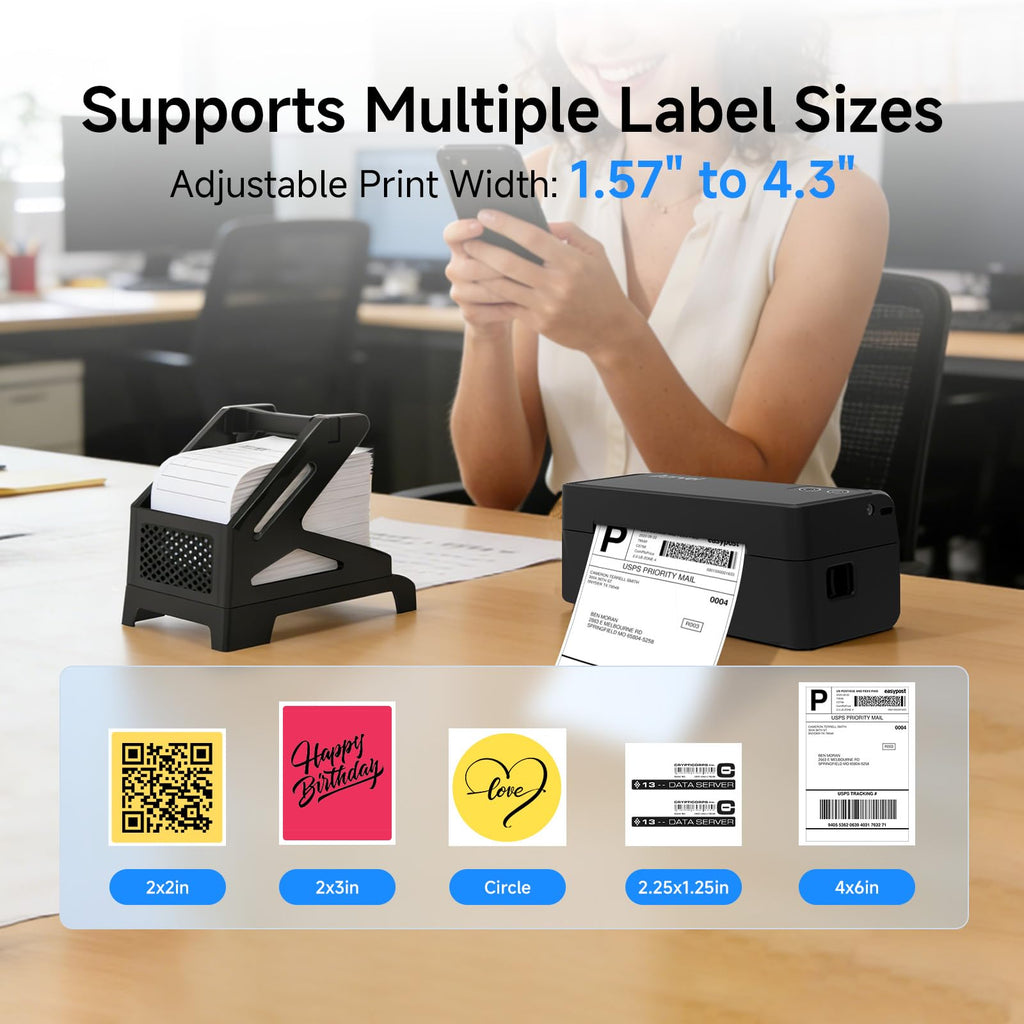 Bluetooth Thermal Label Printer w/ Stand, 4x6 Shipping Label Printer