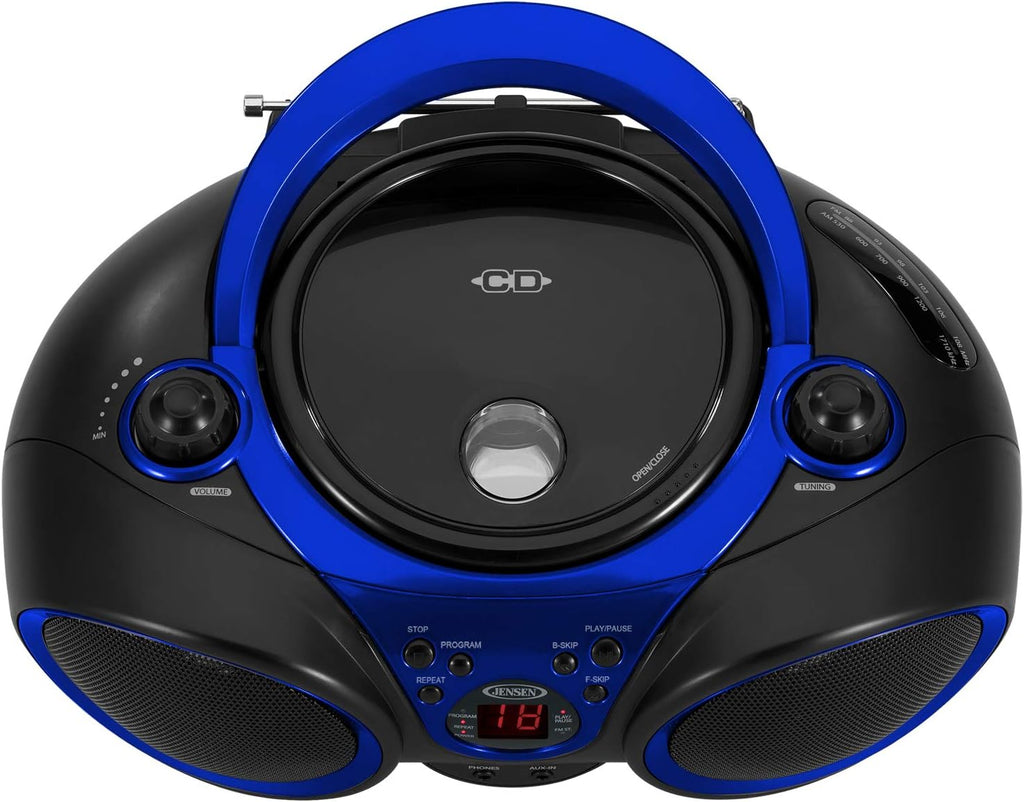 CD-490 Classic Boom Box Portable CD Player Home Audio Radio AM-FM, Stereo Speakers, Aux Line-in, Headphone Jack