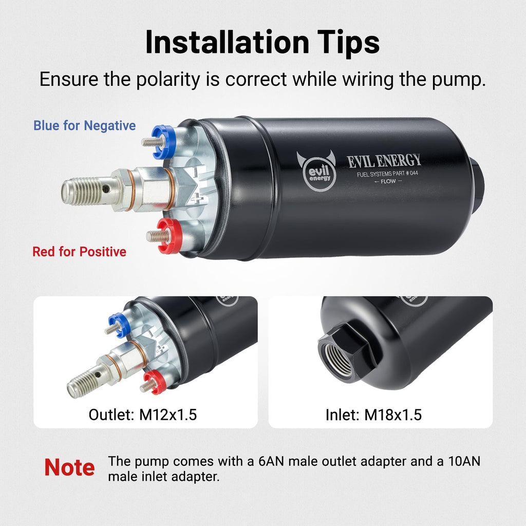 EVIL ENERGY External Inline Fuel Pump 300 LPH High Flow 12V Universal