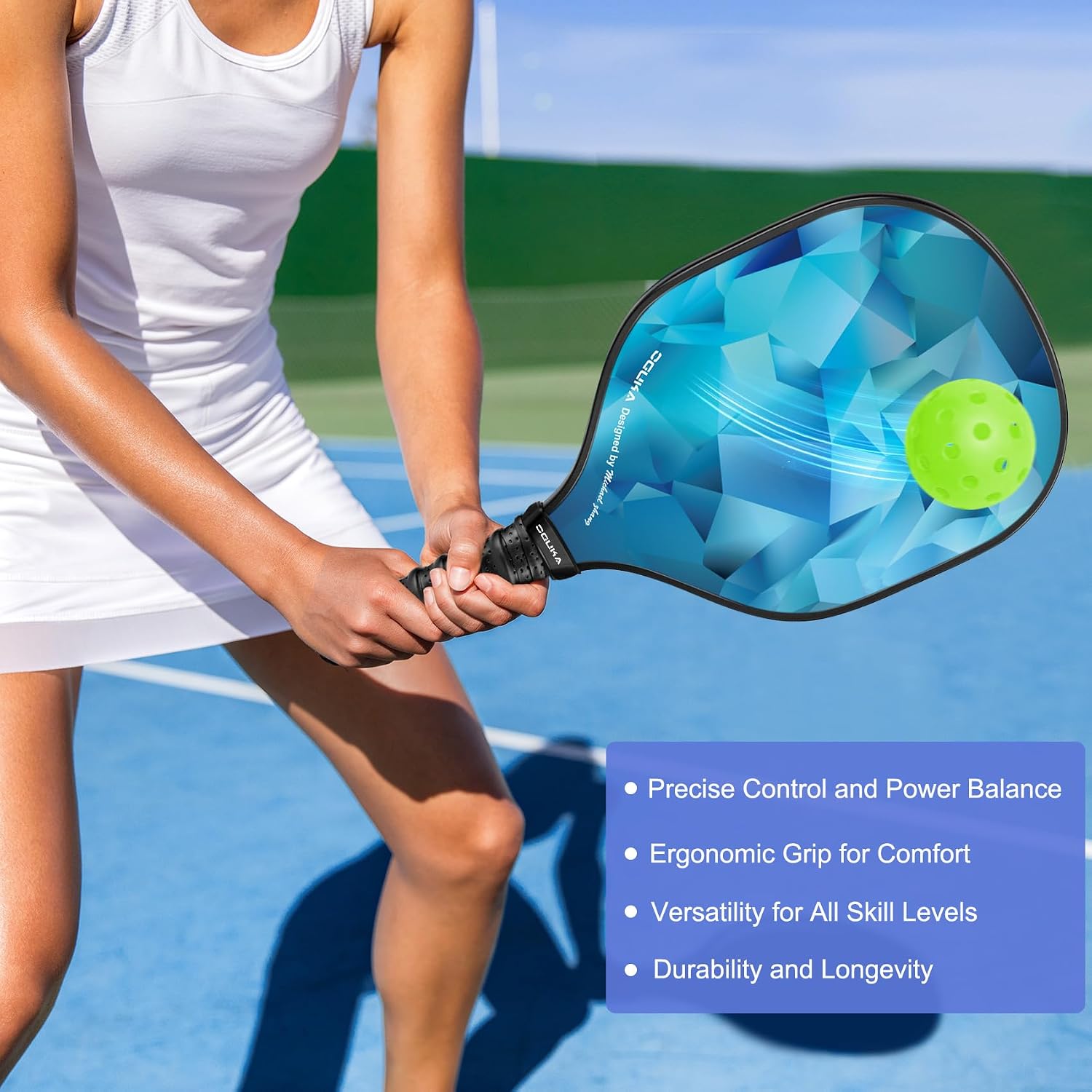 Pickleball Paddles, Lightweight Pickleball Paddles Set of 4, 4 Pickleball Balls, 4 Cooling Towels& Bag, Premium