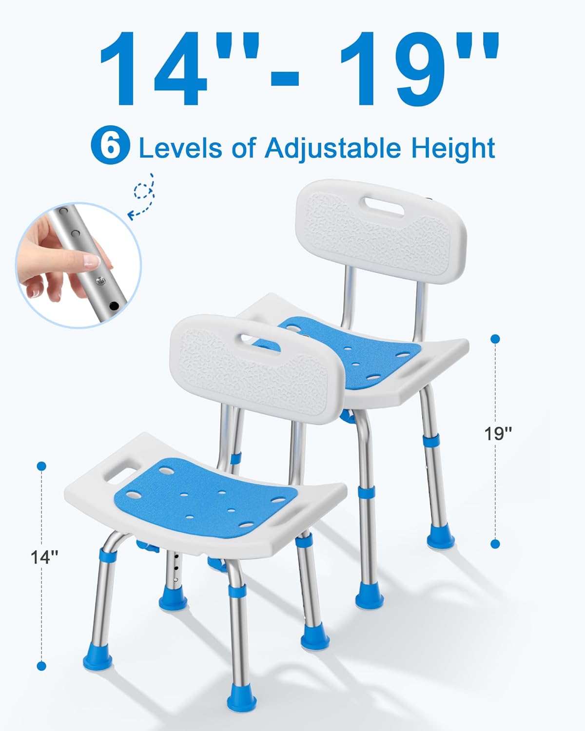Shower Chair for Inside Shower with Removable Back, 400 lbs Heavy Duty Bath Seat for Bathtub, Safety Bath Stool for