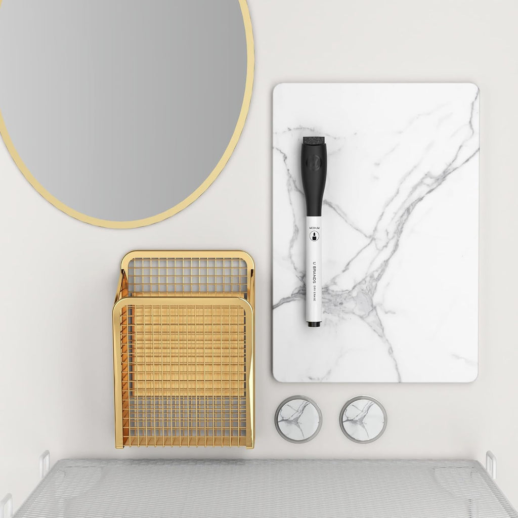 Locker Organizer Kit, 11 Pcs, White & Gold, Cute Locker Décor Kit