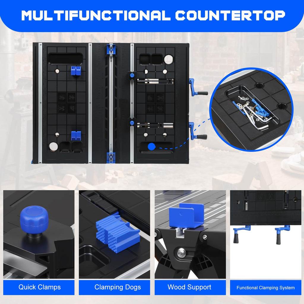 Portable 2-in-1 Folding Workbench