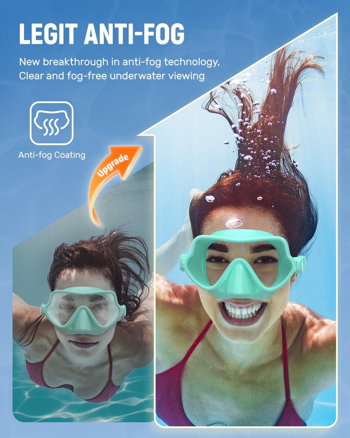 WSTOO Frameless Swim Goggles with Nose Cover for Adults, Panoramic Anti-Glare & Anti-Fog Tempered Glass Lenses, and