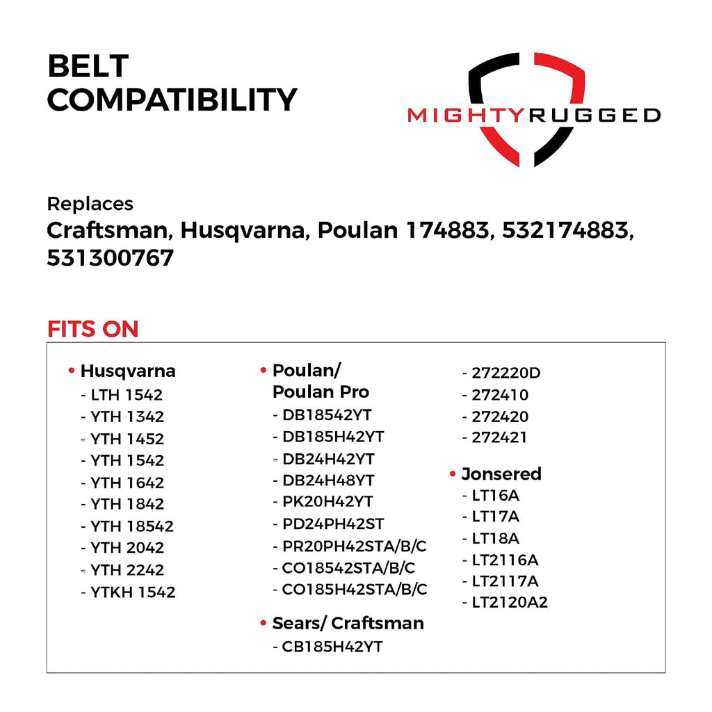 MightyRugged 174883, 532174883 Craftsman 42 Inch Deck Belt Replacement