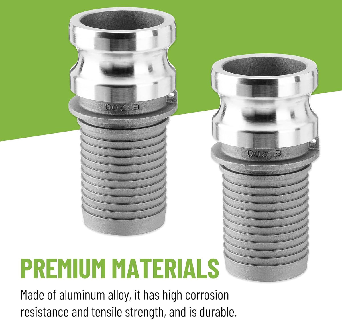2 Pcs 2" Aluminum Camlock Fittings Type C + 2 Pcs 2" Type E Hose Fitting