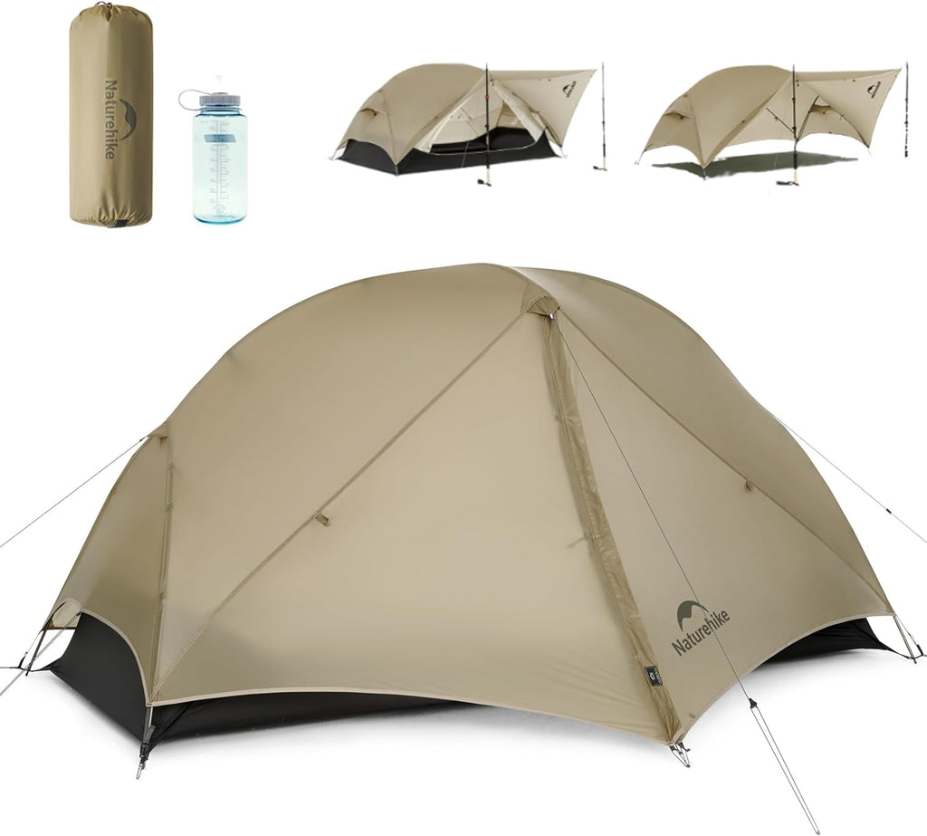 Naturehike Mongar UL Tent [2025 Upgrade] - 1-2 Person Ultralight 3 Season Camping Tent, Waterproof One Person Two