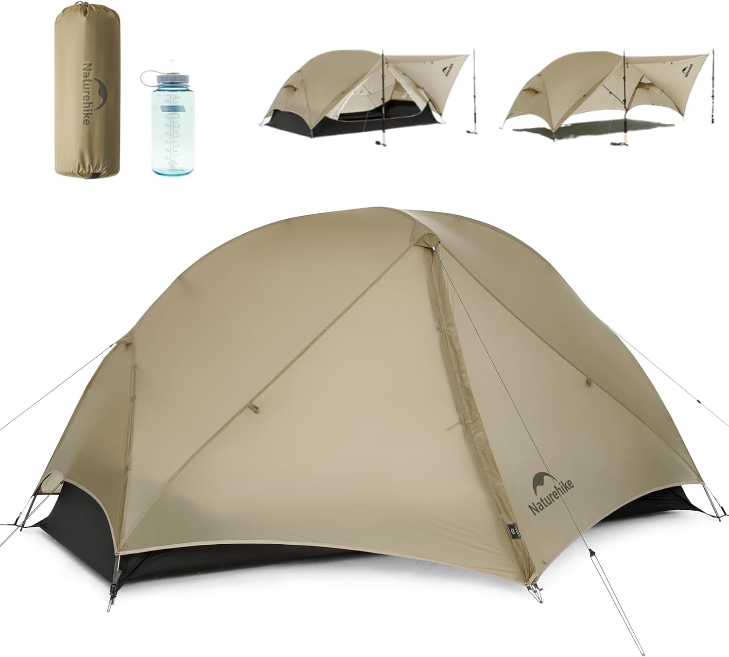 Naturehike Mongar UL Tent [2025 Upgrade] - 1-2 Person Ultralight 3 Season Camping Tent, Waterproof One Person Two