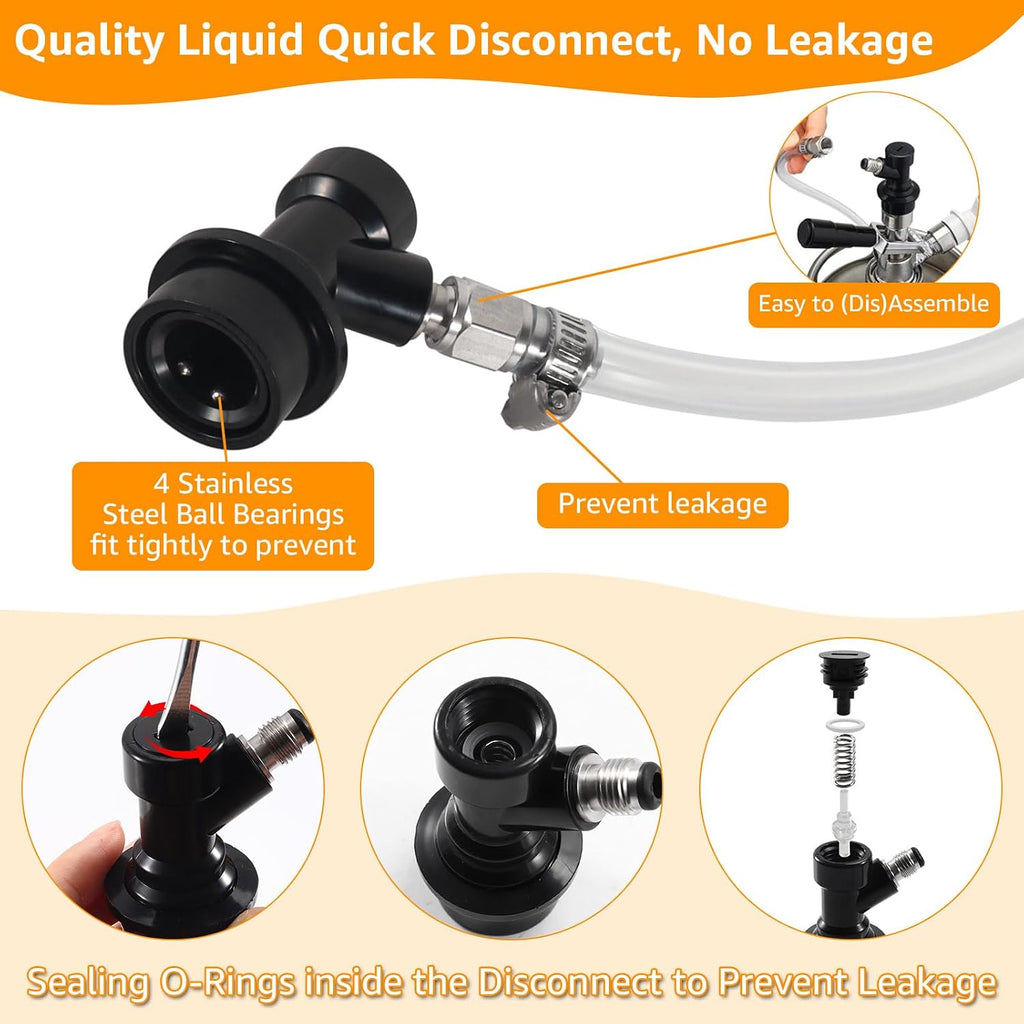 5FT Ball Lock Beer Line Assembly Kit Picnic Tap Corny Keg Dispenser 1 Pack | Pre-Assembled, Healthy Picnic Tap, Food