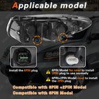 Headlights Assembly Pair For 2007 2008 2009 2010 2011 2012 Hyundai Santa Fe 6 Pin Headlamp Replacement with Bulbs