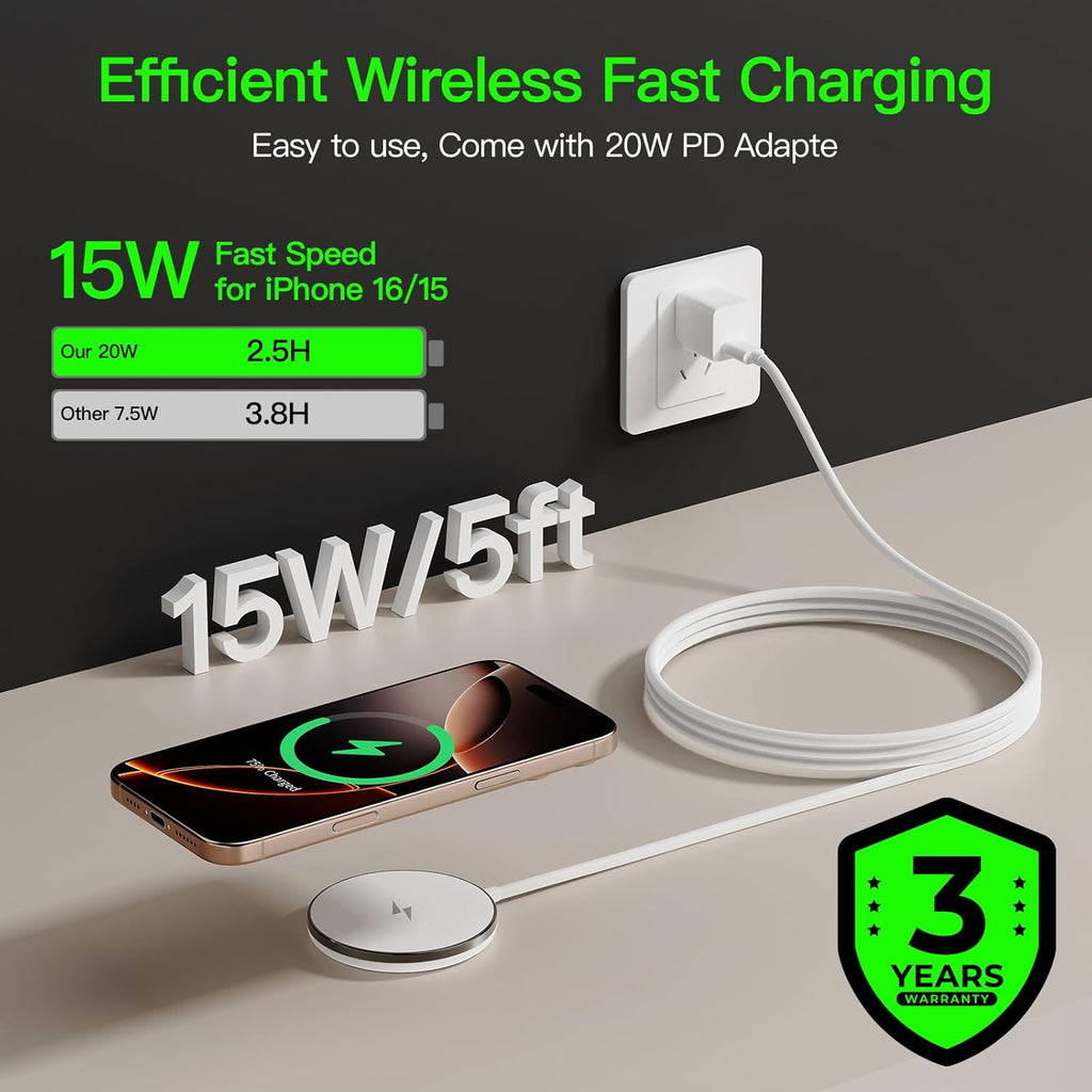 New for 15W MagSafe Charger: Magnetic Wireless Charging Pad for iPhone 17 16 15 14 13 12 Series AirPods 4-2 Pro