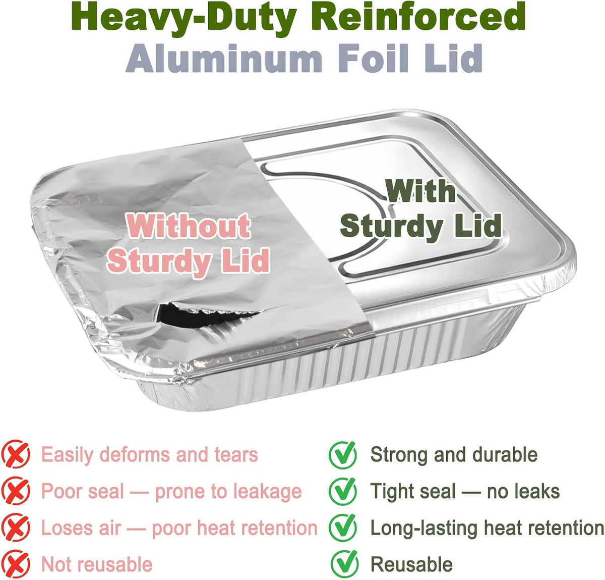 Half Size Medium Steam Table Pans with Foil Lids, 25 Pack