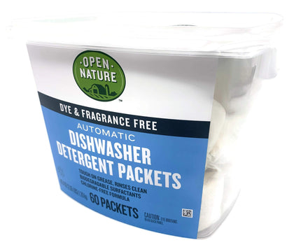 Earth Friendly Dishwasher Detergent Packets, Biodegradable, Dye & Fragrance Free (60 Packets)
