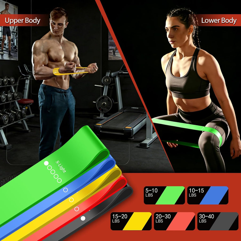 Resistance Bands for Working Out, 5 Levels Resistance Exercise Bands with Woven Bag, Bands for Working Out Women Men